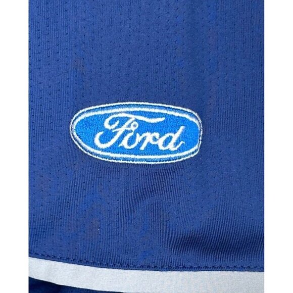 Adidas Climacool Mens Large Ford Logo Short Sleeve Blue Polo Shirt - Picture 4 of 7